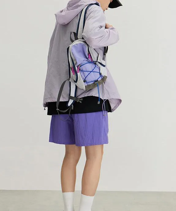 Boutique Purple Zippered Patchwork Outdoors Backpack Bag ML2228