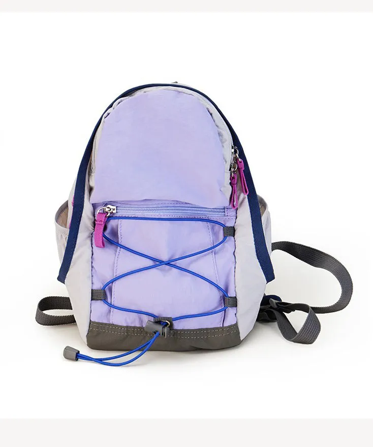 Boutique Purple Zippered Patchwork Outdoors Backpack Bag ML2228
