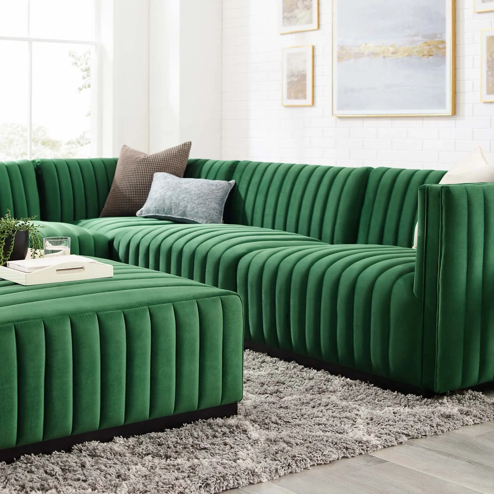 Conjure Channel Tufted Performance Velvet 5-Piece Sectional by Modway