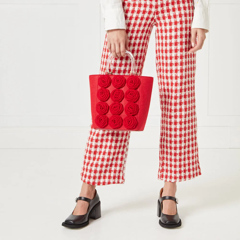 LULU RED LIFE IS A BAG OF ROSES BIBI TOTE