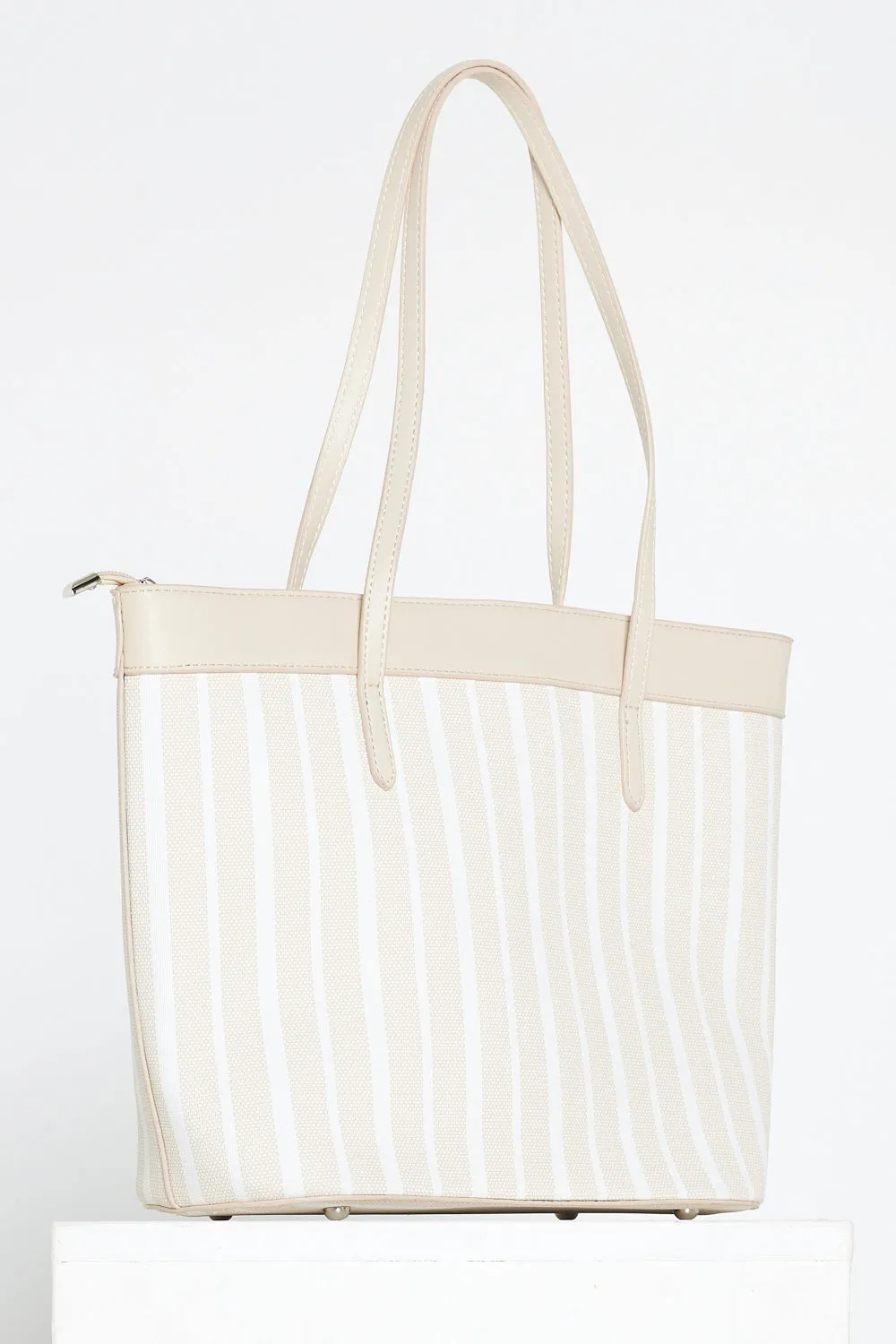 Marissa Tote Bag - Cream/Stripe