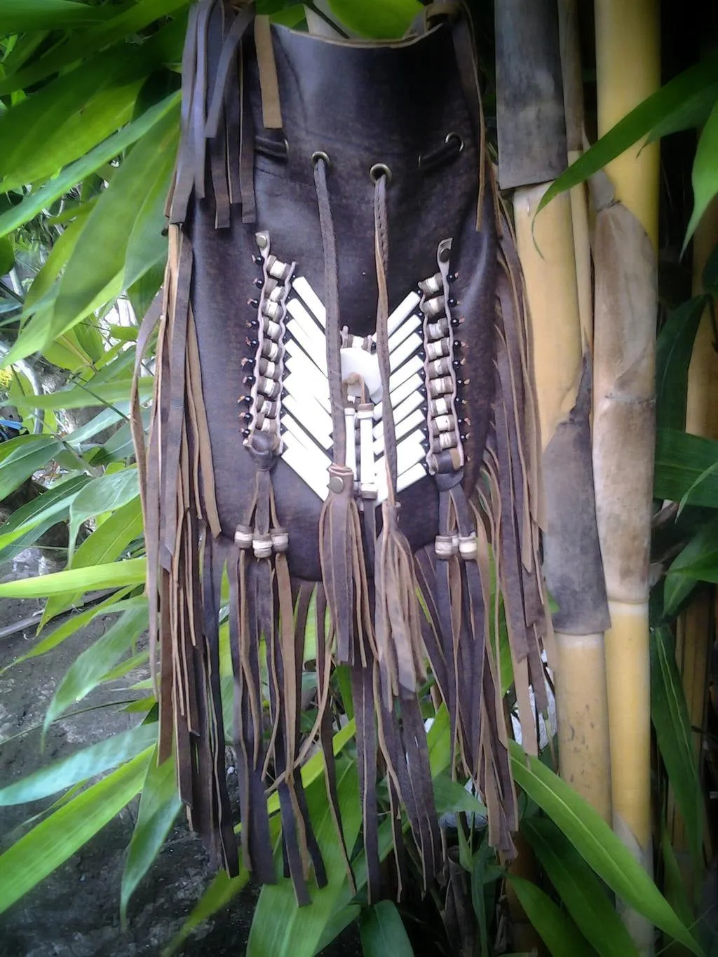 N48P- Antique Brown  Indian leather Handbag, Native American Style bag. Crossbody bag