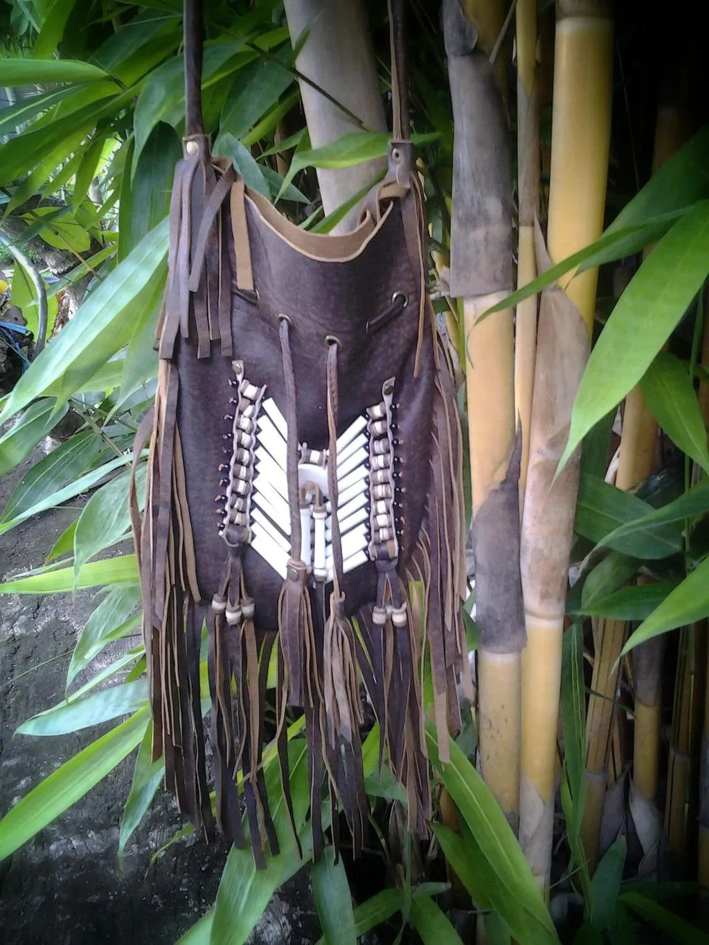 N48P- Antique Brown  Indian leather Handbag, Native American Style bag. Crossbody bag