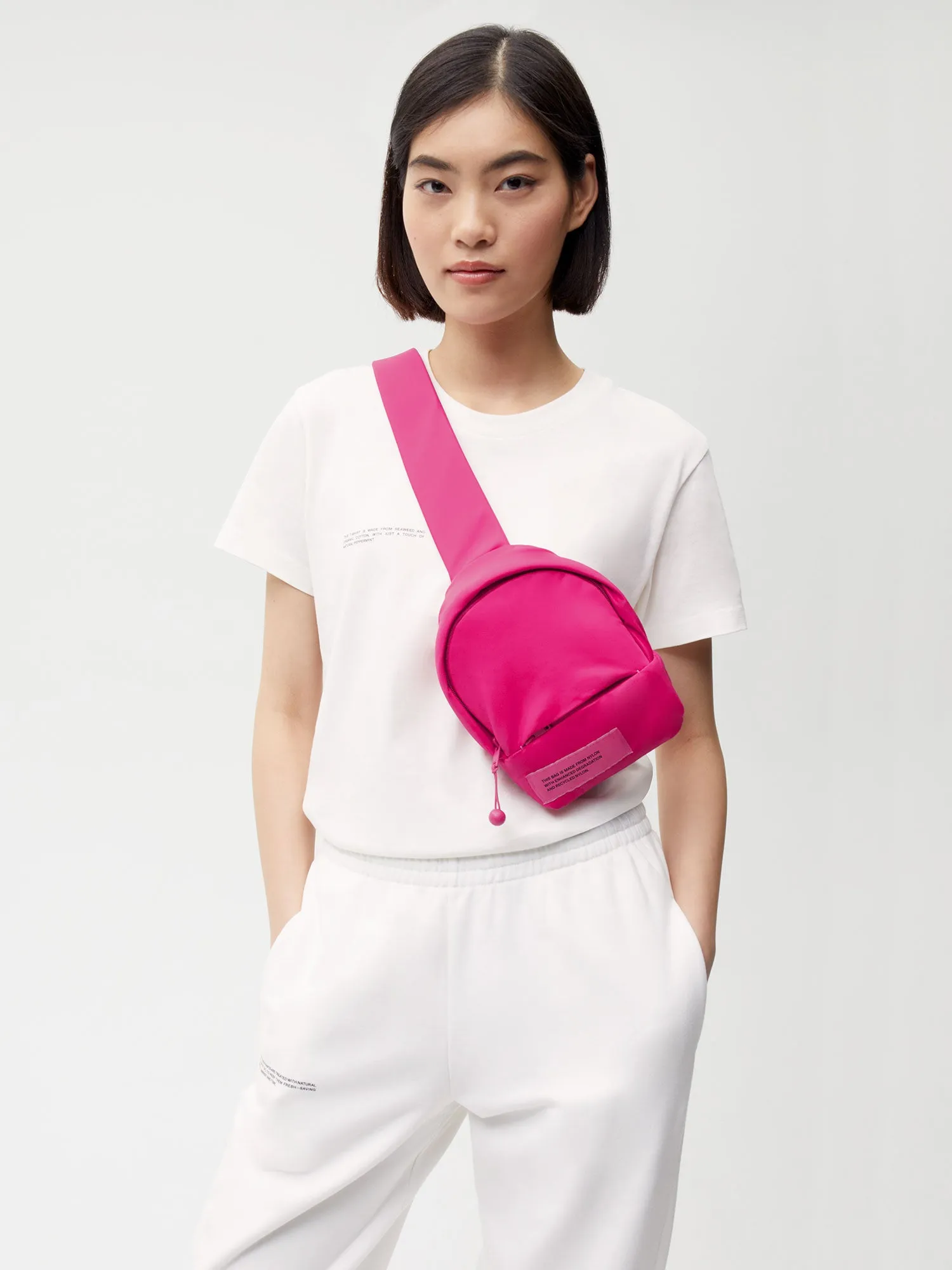Nylon Cross-Body Bag—foxglove pink