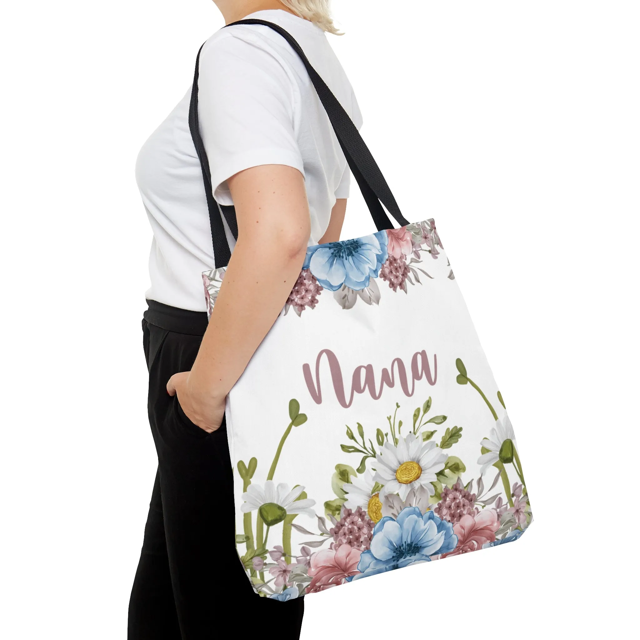 Personalised/Non-Personalised Tote Bag, Floral, Nana, Tote bag