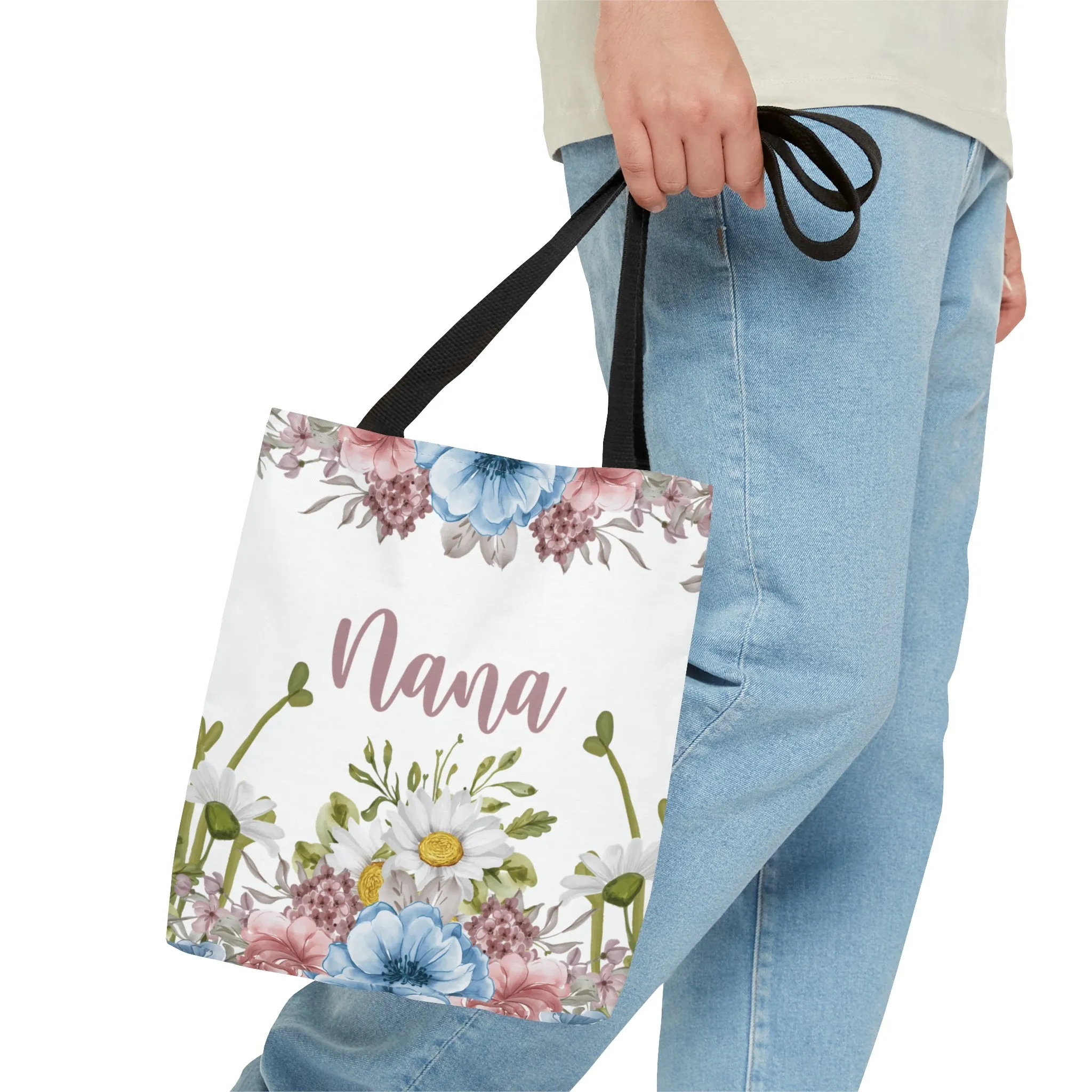 Personalised/Non-Personalised Tote Bag, Floral, Nana, Tote bag