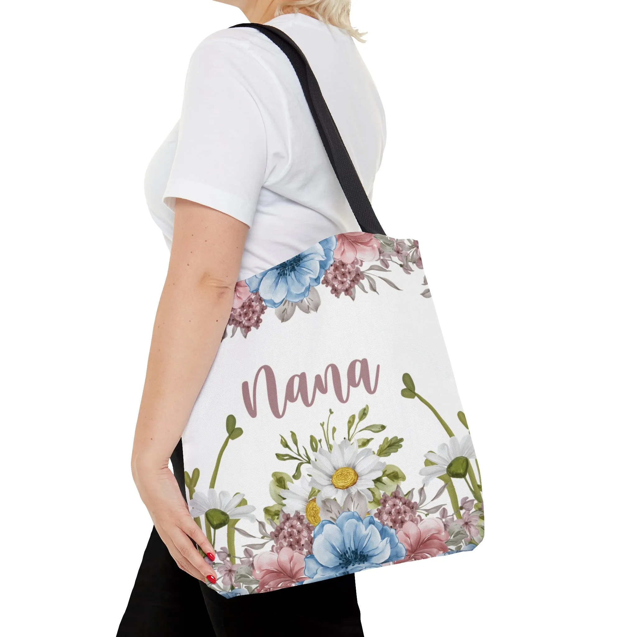 Personalised/Non-Personalised Tote Bag, Floral, Nana, Tote bag