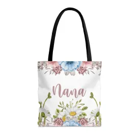 Personalised/Non-Personalised Tote Bag, Floral, Nana, Tote bag