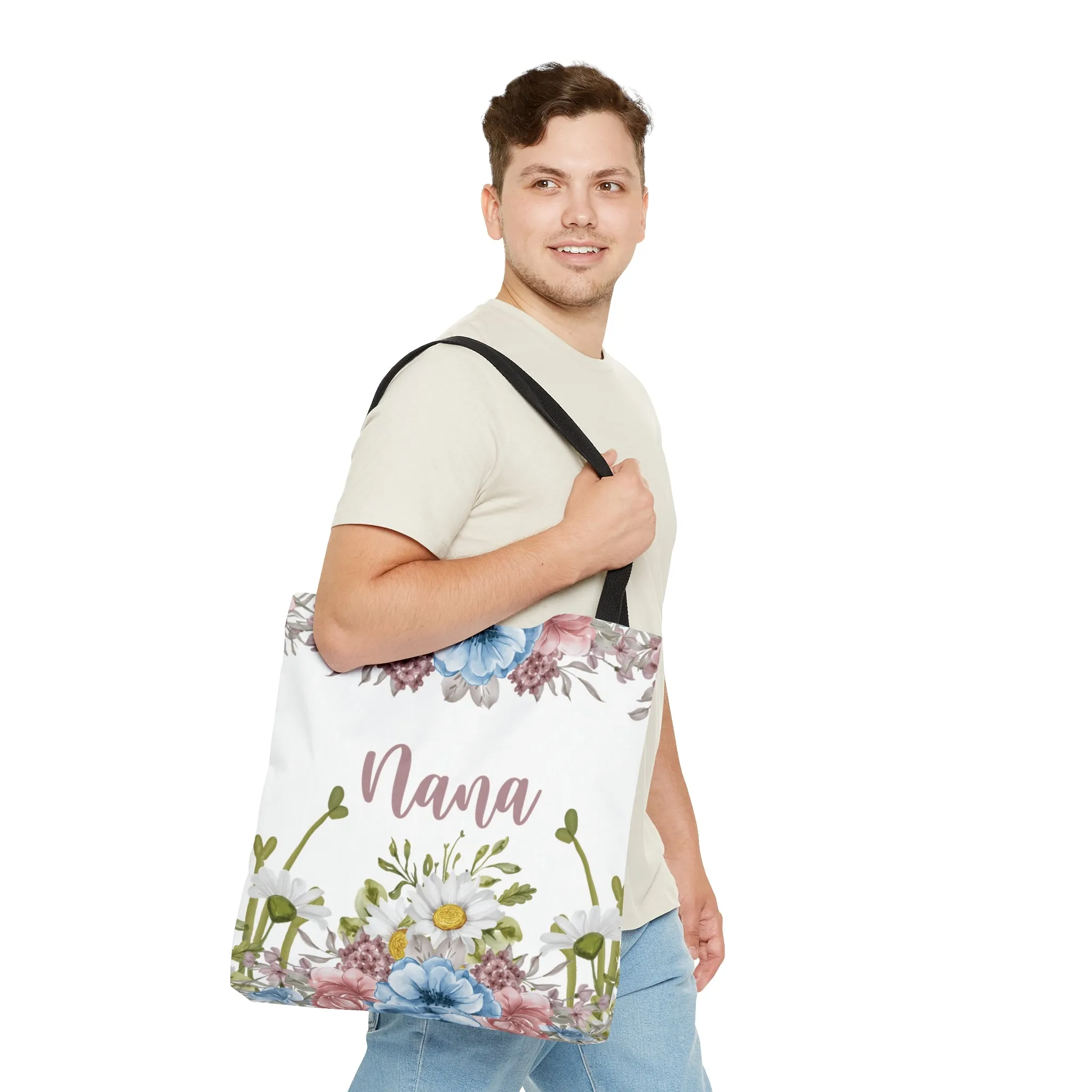 Personalised/Non-Personalised Tote Bag, Floral, Nana, Tote bag