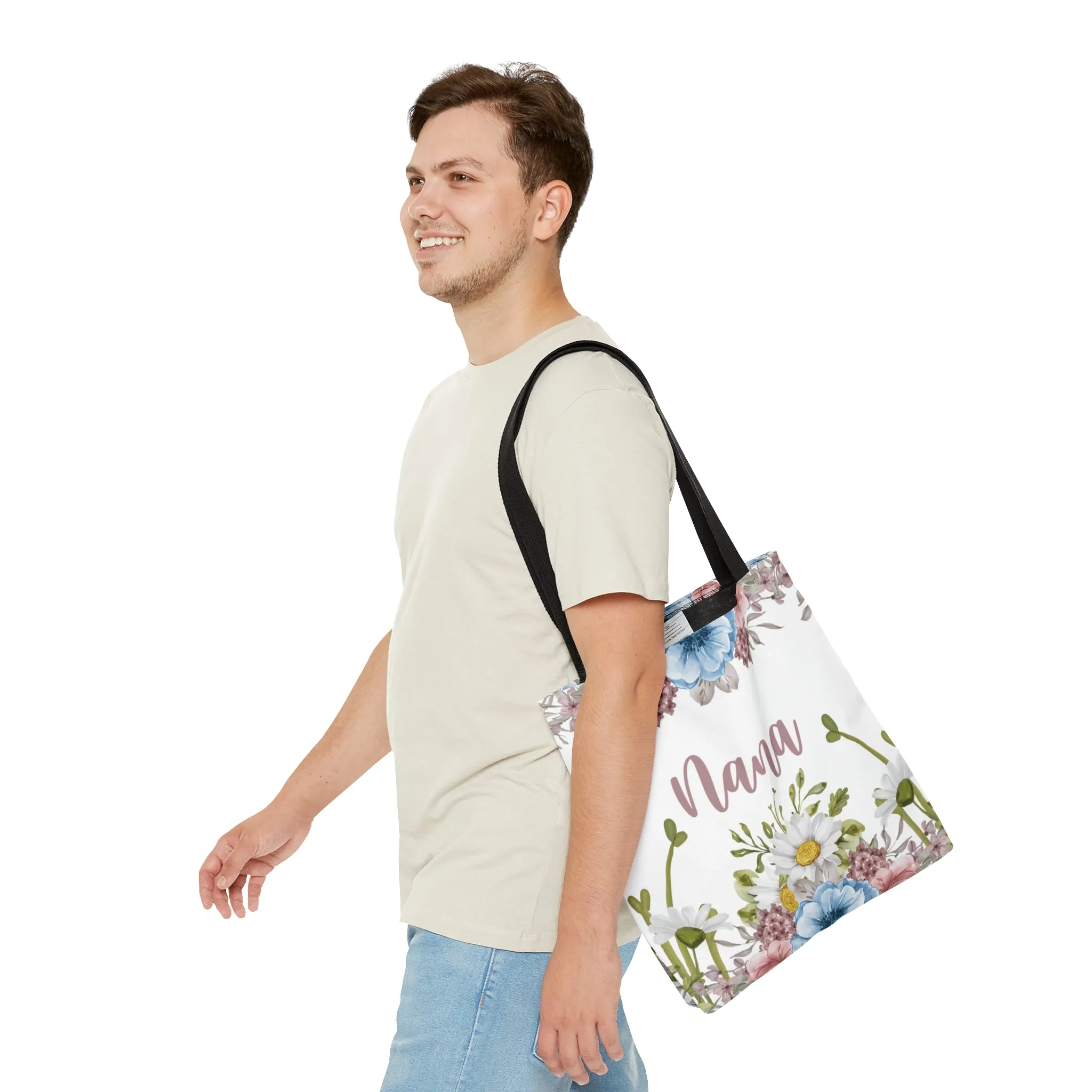 Personalised/Non-Personalised Tote Bag, Floral, Nana, Tote bag