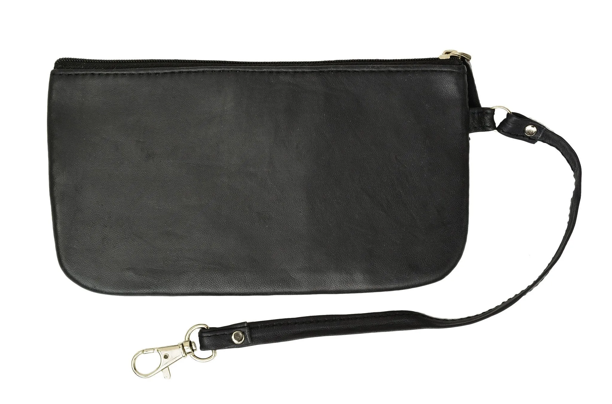 RFID Safe Soft-Sided Premium Leather Zippered Wristlet Wallet. RFID P1716