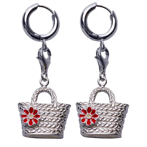 Silver Woven Handbag Earrings