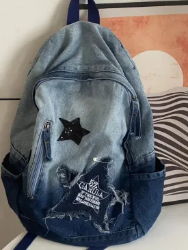 Sohiwoo Bag Women Y2k Harajuku Grunge Backpack Vintage Mochila Patchwork Capacity Ladies Aesthetic Denim Backpacks School Large