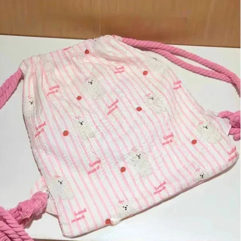 TAVIMART  -  Patchwork Chic Girls Bow Pocket Backpacks Contrast Color Striped Kawaii Backpack Sweet Women Students Y2k Aesthetic Schoolbags
