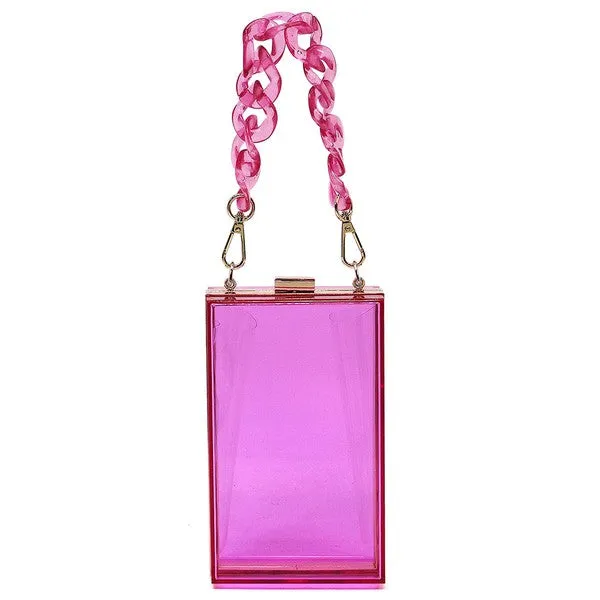 TEEK - Tinted Chain See Thru Crossbody Clutch