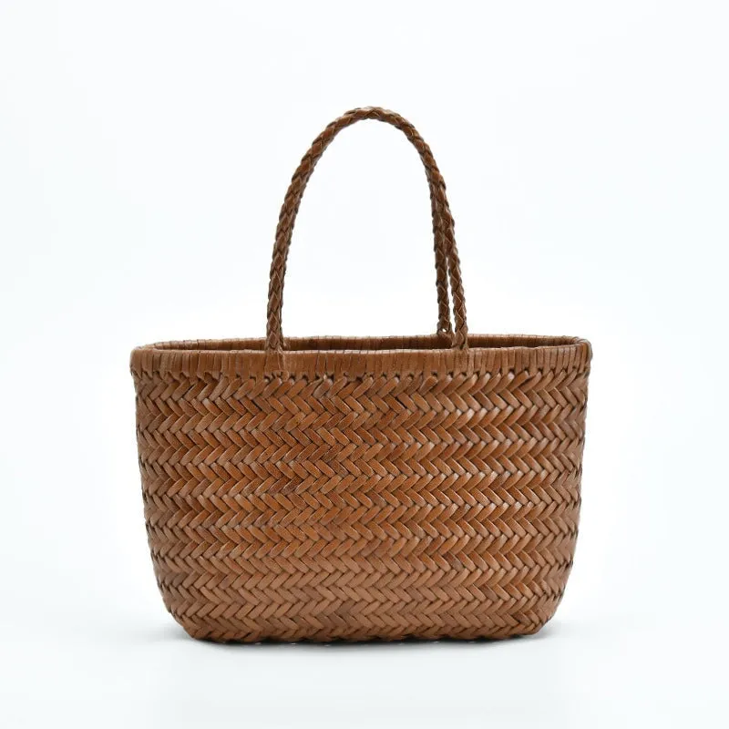 Vintage Pure Handmade Cowhide Small Woven Bag