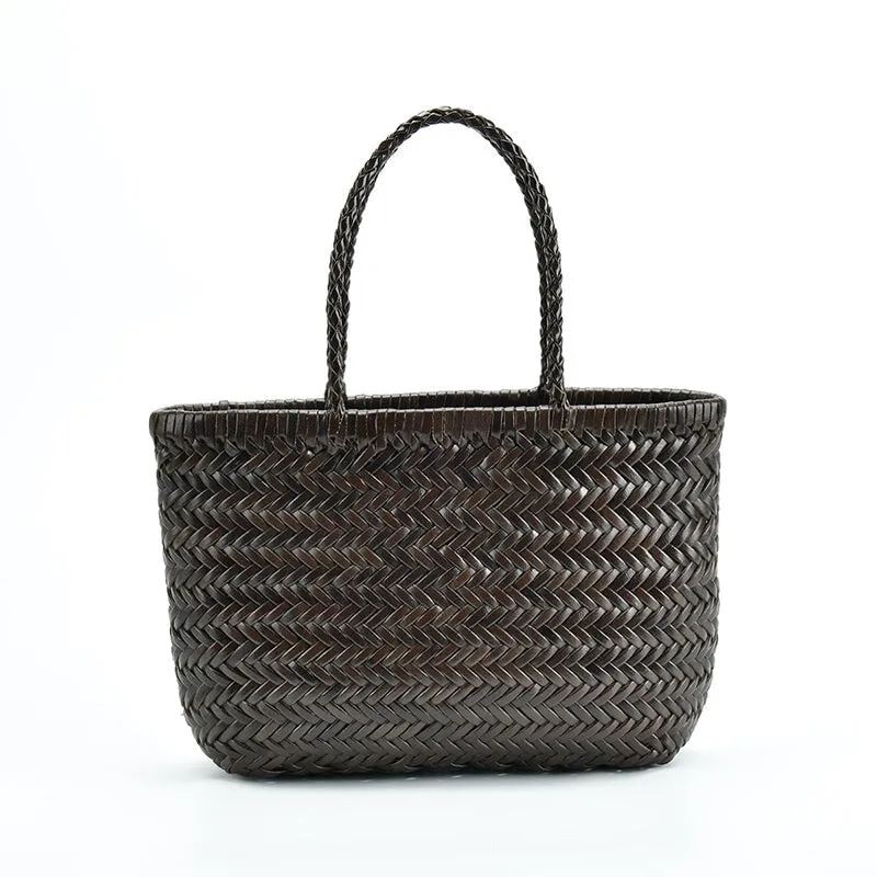 Vintage Pure Handmade Cowhide Small Woven Bag