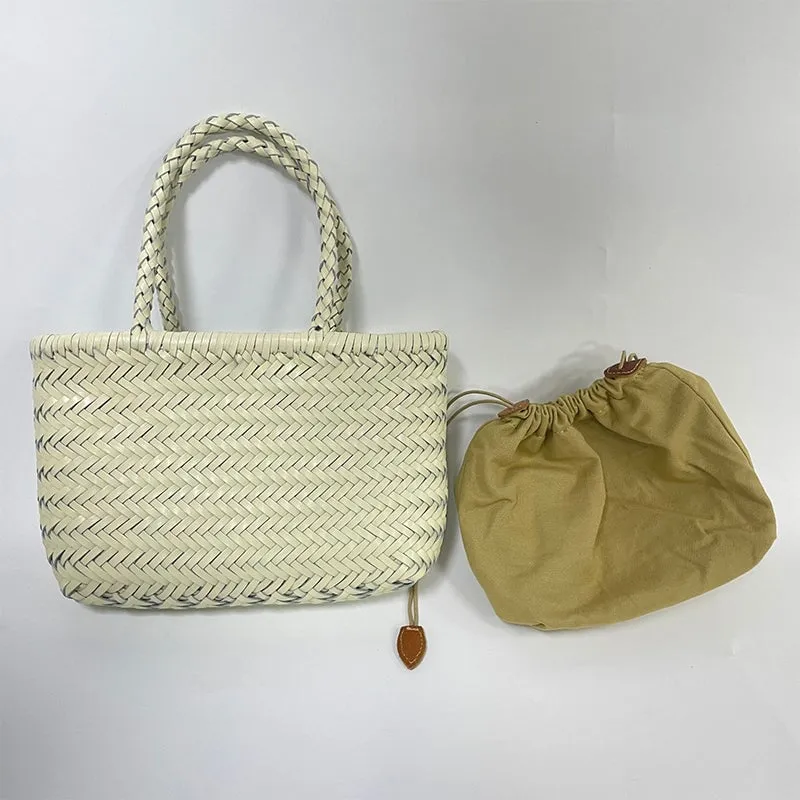Vintage Pure Handmade Cowhide Small Woven Bag