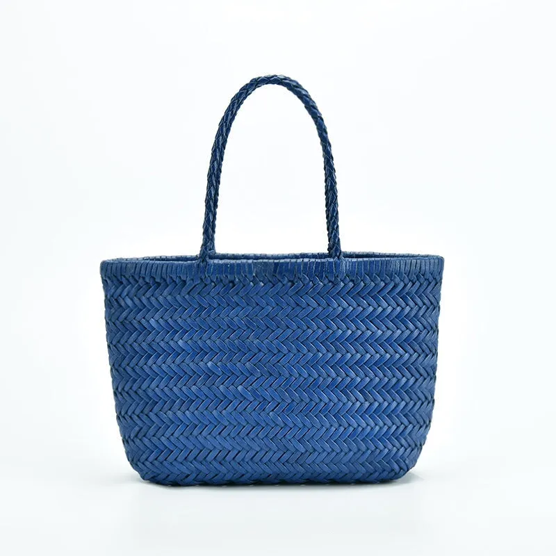 Vintage Pure Handmade Cowhide Small Woven Bag