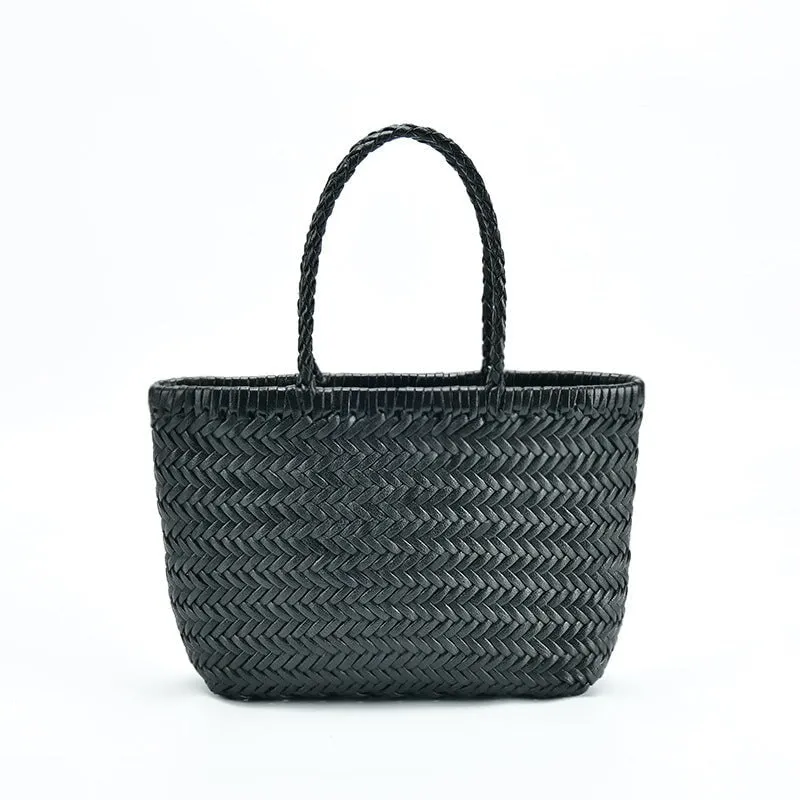 Vintage Pure Handmade Cowhide Small Woven Bag